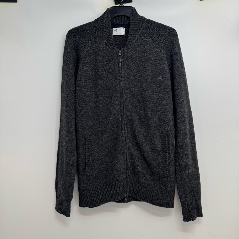 AG Adriano Goldsmith Men's XL Gray Full-zip Lamb-wool blend Sweater Cardigan